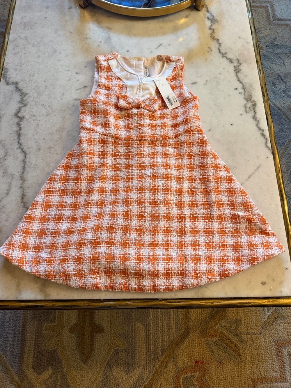 Janie and Jack Orange and White Tweed A-Line Dress